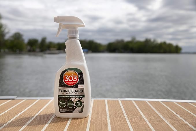 303 Marine Fabric Guard for Boat Covers & Canvas, 32 oz 6-Pack | Restores water and stain resistance on boat covers, canvas, and marine fabrics.