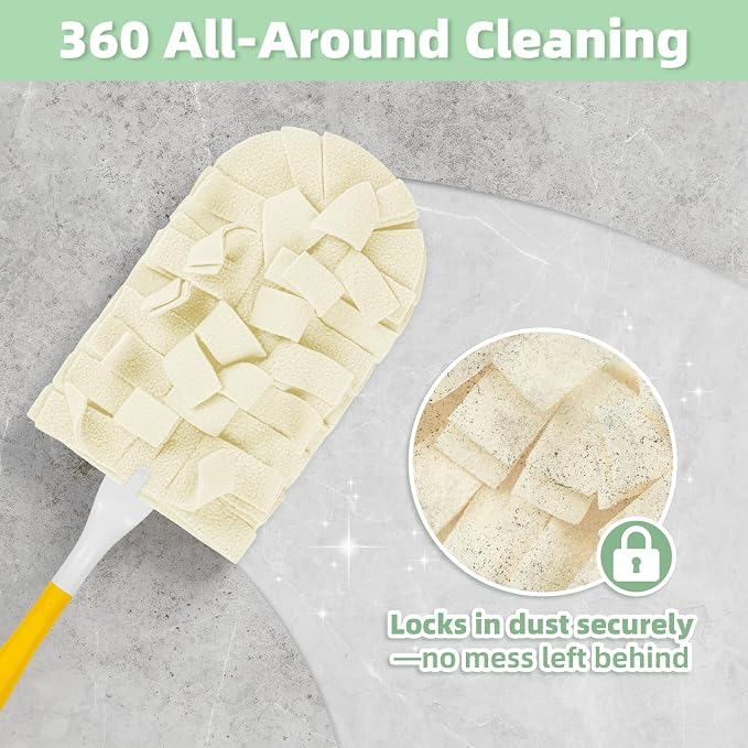 12 PCS Microfiber Reusable Duster Refills for Swiffer Duster | Washable Fleece Pads with 1 Handle, 360° Multi-surface Dusters, Heavy Duty Duster Refills, Wet & Dry Use, Morandi Colors