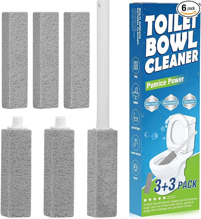 6 Packs Pumice Stone Toilet Bowl Cleaner, Pumice Stone for Cleaning, Powerfully Cleans Hard Water Rings, for Cleaning Toilets, Bathtubs, Grills, Swimming Pools, Sinks