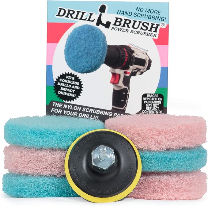 Bath Mat - Bathroom Sink - Hard Water Stain Remover - Shower Door Cleaner | Drill Brush - Cleaning Supplies - Bathroom Accessories - Scrub Pads - Shower Cleaner - Bathtub - Scrubber - Glass Cleaner