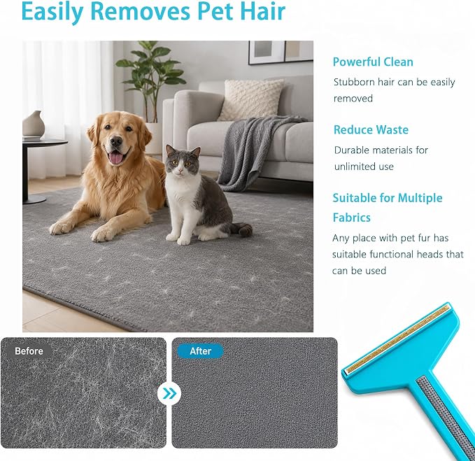 Multi-Functional Lint Remover 2 Pack, Pet Hair Removal Tool, Carpet Rake, Lint Brush Shaver, Suitable for Dog Hair, Cat Hair, Carpet, Car Carpet, Fabric Shaver for Furniture