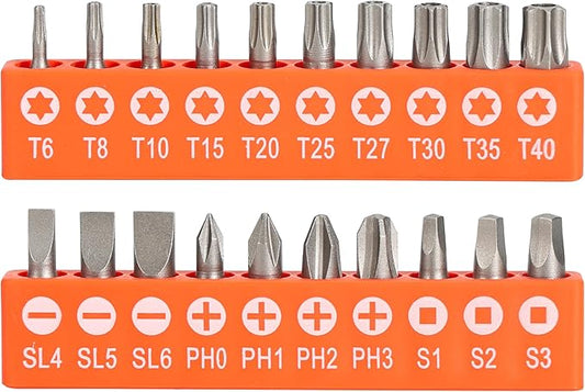 Bates- Low Profile Right Angle Screwdriver with Drill Bits Set, 21 pcs, 1/4" Mini Ratchet Screwdriver with Tamper Proof Torx, Hex Bits, Square Bits for Tight Spaces