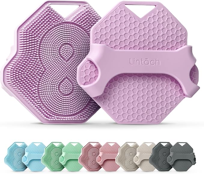 Silicone Shower Scrubber for Body – Exfoliating Loofah Alternative, Zinc & Silver-Infused, Hygienic & Gentle for Sensitive Skin, Durable & Long-Lasting Body Scrubber for Women - Purple