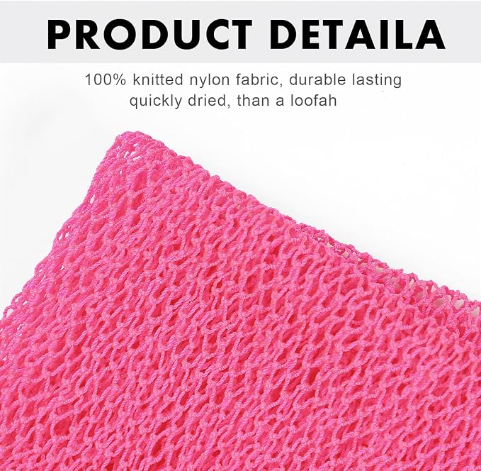 African Net Sponge Authentic,Exfoliating Body Shower Scrubber,Pink | Woven nylon africannet sponge,stretches up to 66in for full body & back washing removes dead skin,oil,For Women and Man