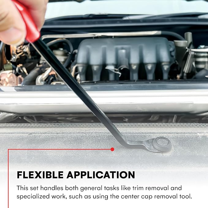 Auto Trim Removal Tool Kit (No Scratch Plastic Pry Kit), Door Panel Removal Tool, Car Clips, Push Rivets, Molding, Dashboards, Interior Trim Tools, Red