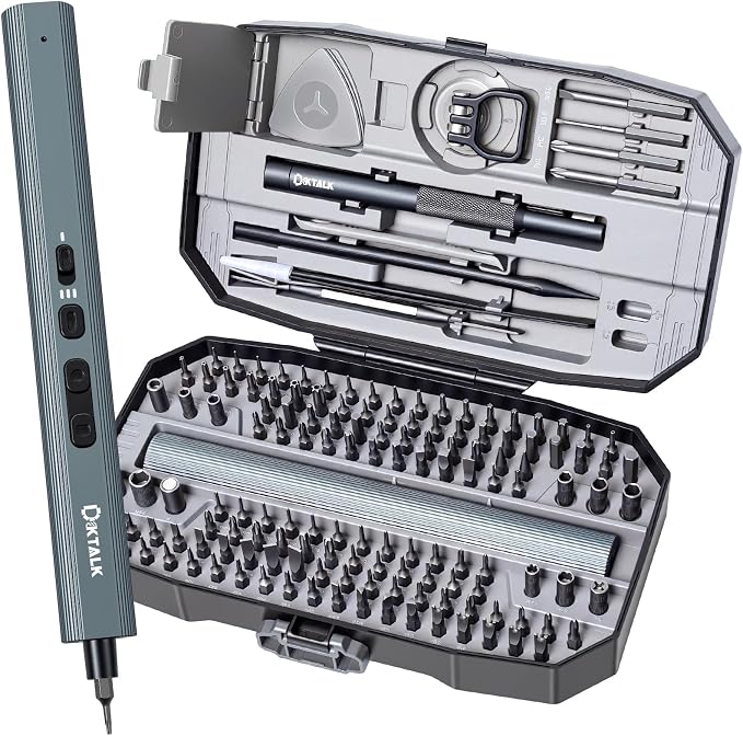 153PCS Precision Electric Screwdriver Set,Mini Magnetic Repair Kit with 140 S2 Bits,Rechargeable 3-Speed Electric Screwdriver,Manual&Electric Dual Mode,LED Light for iPhone,Laptop,PC,Electronics