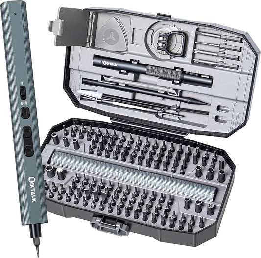 153PCS Precision Electric Screwdriver Set,Mini Magnetic Repair Kit with 140 S2 Bits,Rechargeable 3-Speed Electric Screwdriver,Manual&Electric Dual Mode,LED Light for iPhone,Laptop,PC,Electronics