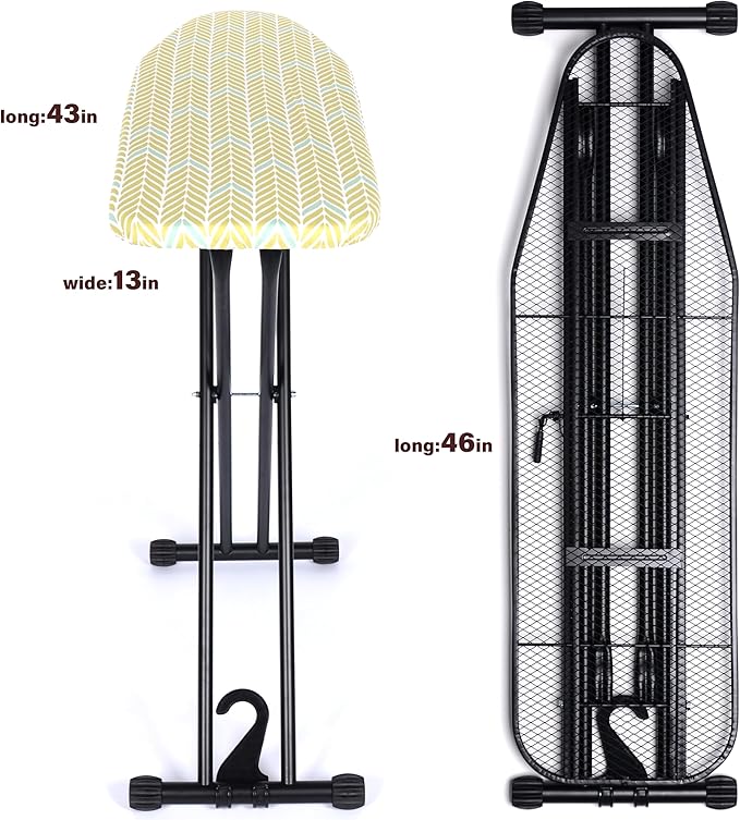 veiox Ironing Board, Metal Construction Iron Board,Extra Thick Padded Cover, Stable Structure, Height Adjustable, Foldable