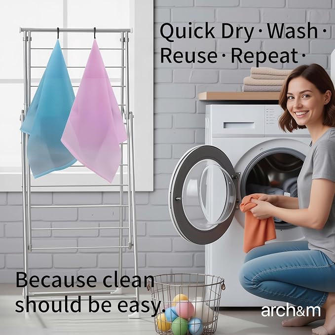 ARCH&M Exfoliating Washcloth 12 Pack, Peach Purple Pink | Back Scrubber for Shower, Japanese Exfoliating Shower Towel, Daily Use, Korean Beauty Wash Cloth