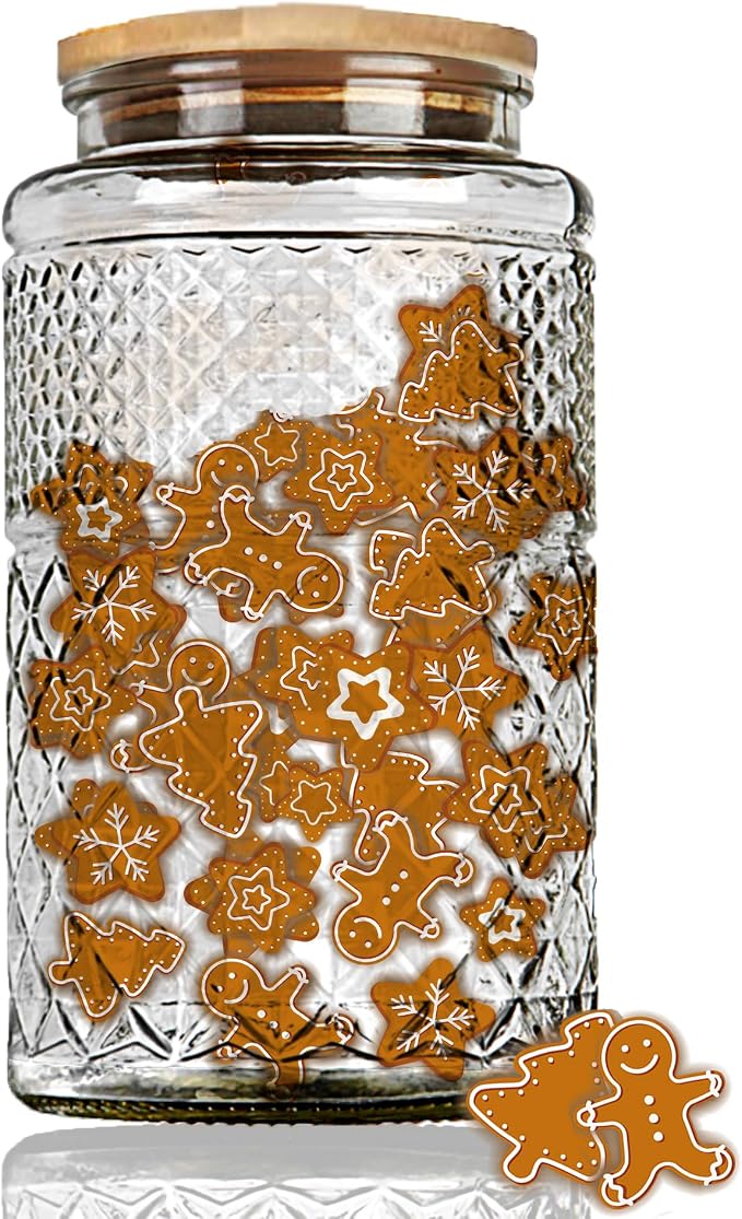 Prettidecor 1 Gallon Large Airtight Glass Storage Jars with Bamboo Lid, Kitchen Pantry Bathroom Laundry Room Organizer Canisters for Flour Rice Sugar Pasta Coffee Bean Cookies Popcorn Bath Salts
