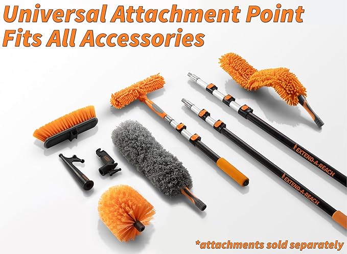 20 Foot High Reach Duster Kit with 4-12 ft Telescopic Extension Pole | High Ceiling Duster Cleaning Kit with Telescoping Pole, Cobweb Duster, Feather Duster and Ceiling Fan Duster