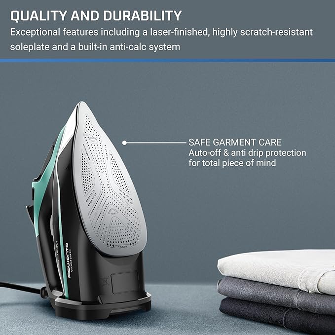 Rowenta Steam Force Stainless Steel Soleplate Steam Iron for Clothes, Anti-Drip Protection, 400 Microsteam Holes, 1800 Watts, Iron, Fabric Steamer, Garment Steamer for Clothes, Precision Tip, DW9440