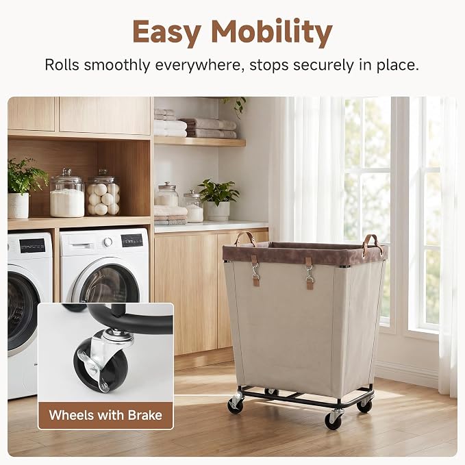 StorageWorks 210L Laundry Basket with Wheels, Rolling Hampers for Clothing
