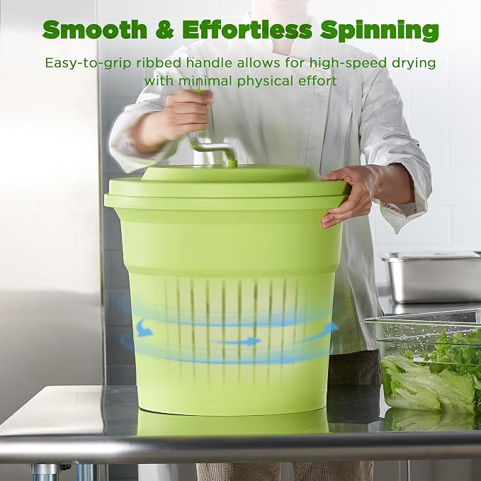 CURTA 20 Quart (5 Gallon) Commercial Salad Spinner, Heawy Duty Manual Lettuce Dryer with Built-in Drain Hose, Large Vegetable Washer Holds 7 Lettuce Heads for Restaurant Kitchen Prep