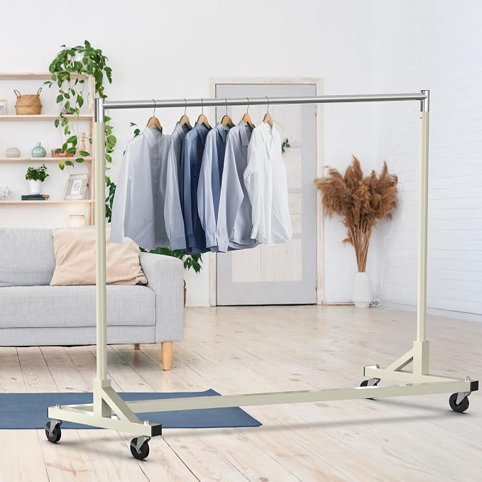 Simple Houseware Industrial Grade Z-Base Garment Rack, 500lb Load with 63 Inches Extra Long Bar, Gray