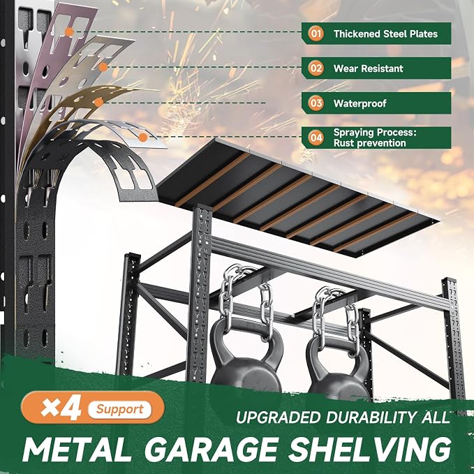 Letaya 71.3" W Metal Storage Shelves,5000LBS Heavy Duty Garage Shelving Units, 4 Tier Adjustable Utility Rack Shelf,Large Industrial Shelves,for Shop,Warehouse,Black (71.3" W x 24" D x 70" H)