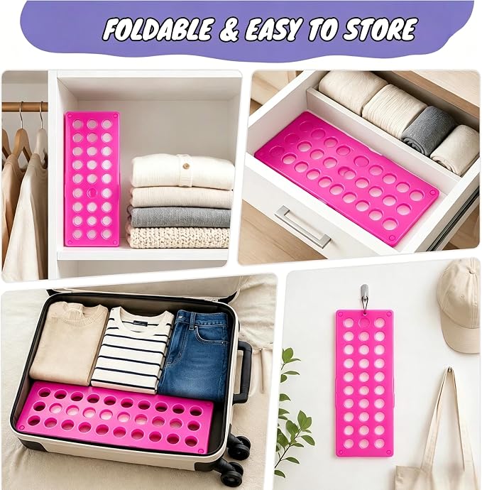 Mini Toddler Shirt Folding Board - Ages 1-7 Pink, Builds Independence | great for Montessori laundry, lightweight PP, smooth rounded edges, quick & simple, develops confidence & skills, stores flat