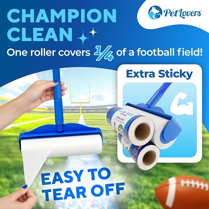 PetLovers Extra Sticky Floor Lint Roller 4 Pack of Refills Only - No Handles Included - 90 Sheets Per Refill 360 Sheets Total