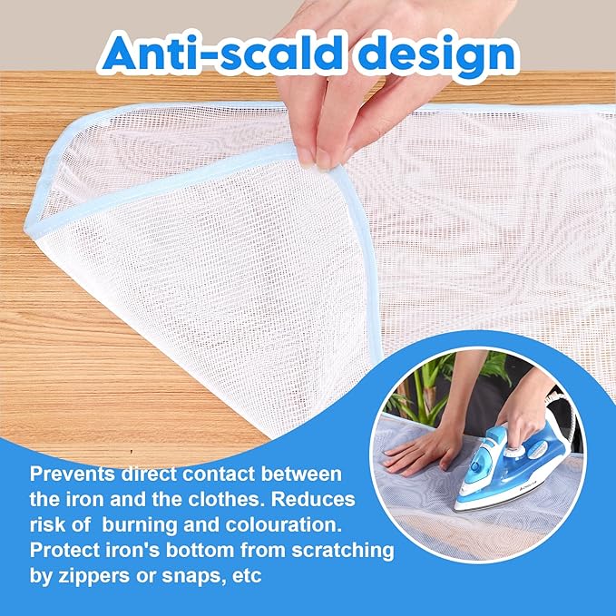 Ironing Protecting Pad - Protective Scorch Mesh 23"x15" 2Pack - Heat-Resistant, Non-Slip Silicone Backing, Fits Countertops & Small Surfaces