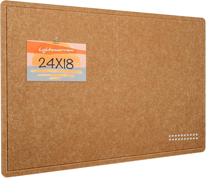 Felt Bulletin Board 24x18 inches, Decorative Pin Board for Home & Office | Cork Board Alternative for Wall with Push Pins, Display Mood Board for Photos, Notes & Reminders