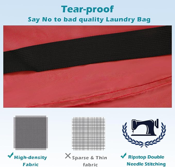 Coomee Heavy Duty Laundry Bag, 2 Pack XL Nylon Laundry Bags with Straps | Extra Large Laundry Bags, Drawstring Closure, Washable Large Dirty Clothes Organizer, Travel Bag Fits a Laundry Hamper