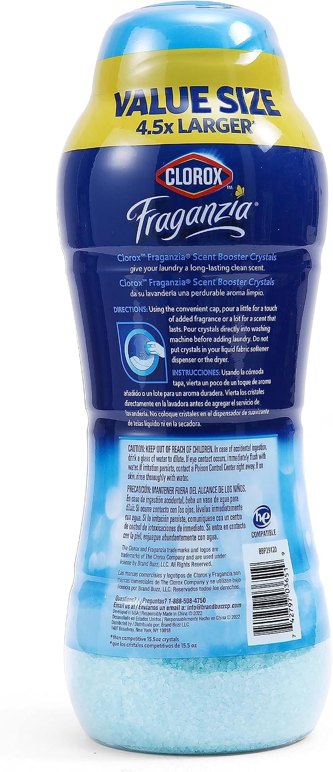 Clorox Fraganzia In-Wash Scent Booster Crystals, Linen Scent, 70 Oz, 6-Pk | In-wash fragrance beads, HE compatible, safe for all fabrics and colors, long-lasting freshness