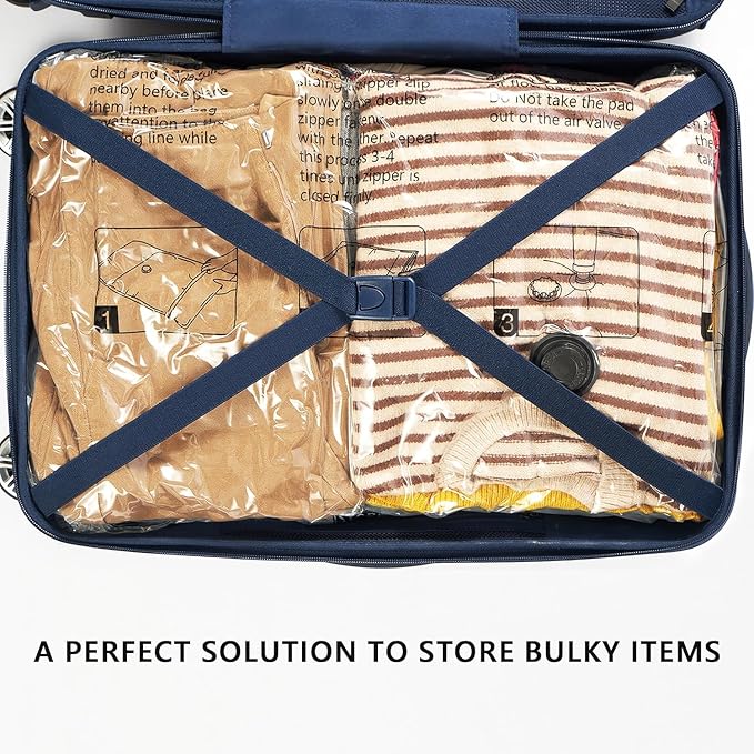 Vacuum Storage Bags, Compression Packing Space Saver Seal Bags for Clothing Bedding Comforters Blankets Pillows, 8 Jumbo