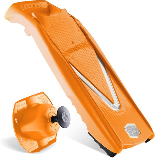Mandoline Food Slicer Börner V5 (Basic Set) by Reston Lloyd • V-Slicer with Food Holder • Made in Germany • Fruit & Vegetable Chopper • Multiple Settings • Color: Orange