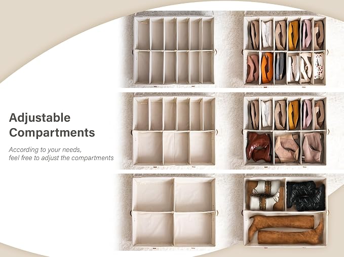 StorageWorks 24-Pair Underbed Storage Shoe Organizer for Closet, Grey | Adjustable Dividers, 2 Pack, Up to 12 Pairs Each, 5.25" Height, Fits 6-inch+ Clearance, Clear Top, Soft Handles, For Bedroom