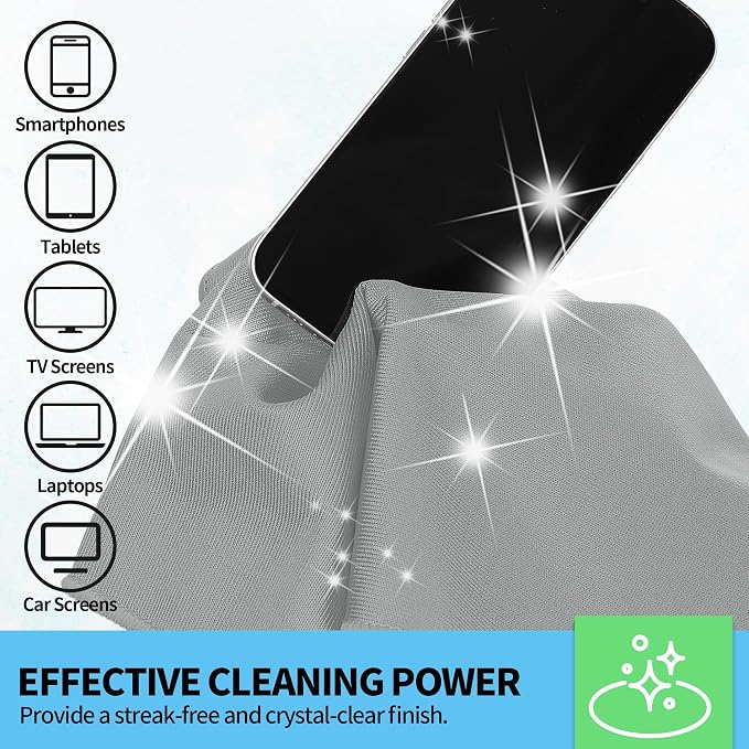 Microfiber Cleaning Cloth - 10 Pack Glasses Cleaning Cloth, 16" x 14" Window Cleaning Rags, Streak Free Lint Free Polishing Cloths Wipes for Eye Glass, Stainless Steel, Windshield, Grey