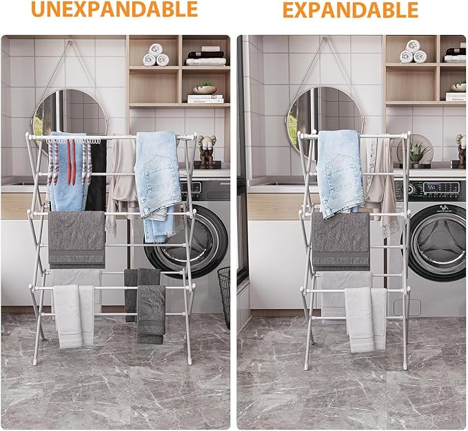 2PCS Foldable Drying Rack Clothing for Laundry Pure White