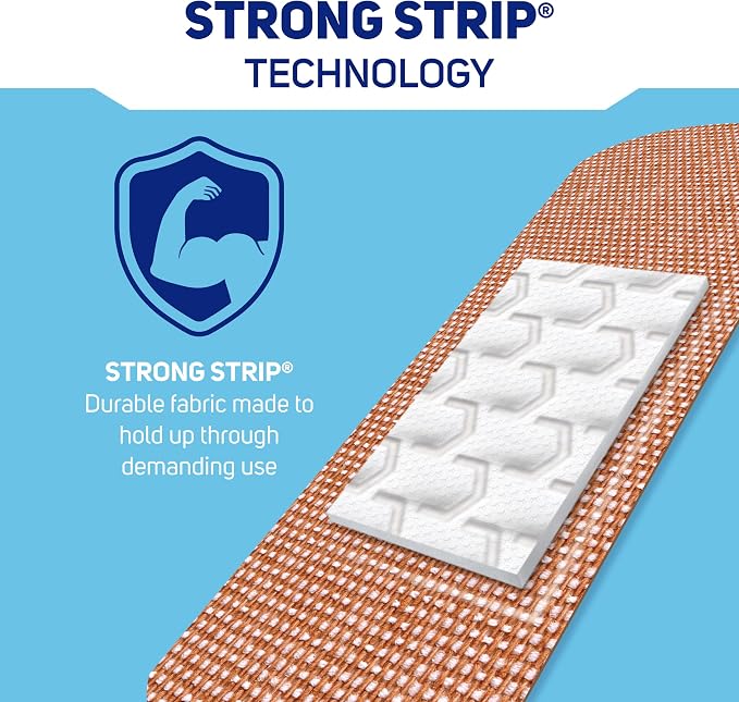 Care Science Heavy Fabric Adhesive Bandages, Assorted Sizes, 60 Count | Flexible + Breathable Protection for First Aid and Wound Care.