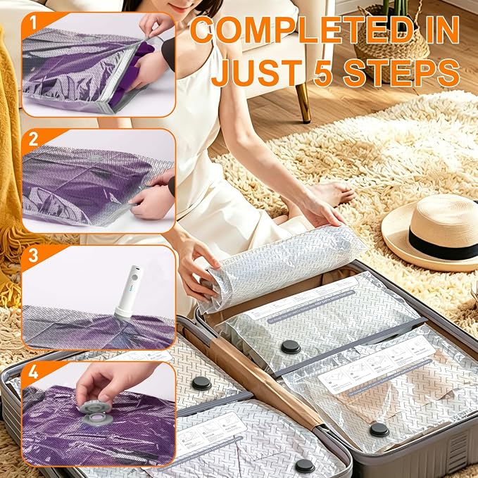 Space Saver Vacuum Storage Bags,Reusable Compression Bags with Electric Pump, 15 Pack 3 Sizes Airtight Seal Bag for Clothes,Comforters, Blankets,Travel Essentials,Closet Organizer for Home