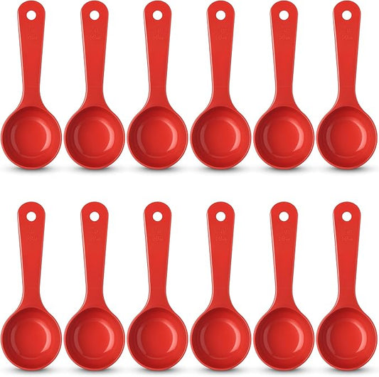 Carlisle FoodService Products Measure Miser Solid Measuring Spoon with Short Handle, 2 Ounces, Red (Pack of 12)