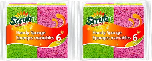 SCRUBIT Cellulose Scrub Sponge - Kitchen Cleaning Sponges for Dishes, Pans, Pots & More- 12 Pack Dishwashing Sponges - Colors and Packaging May Vary