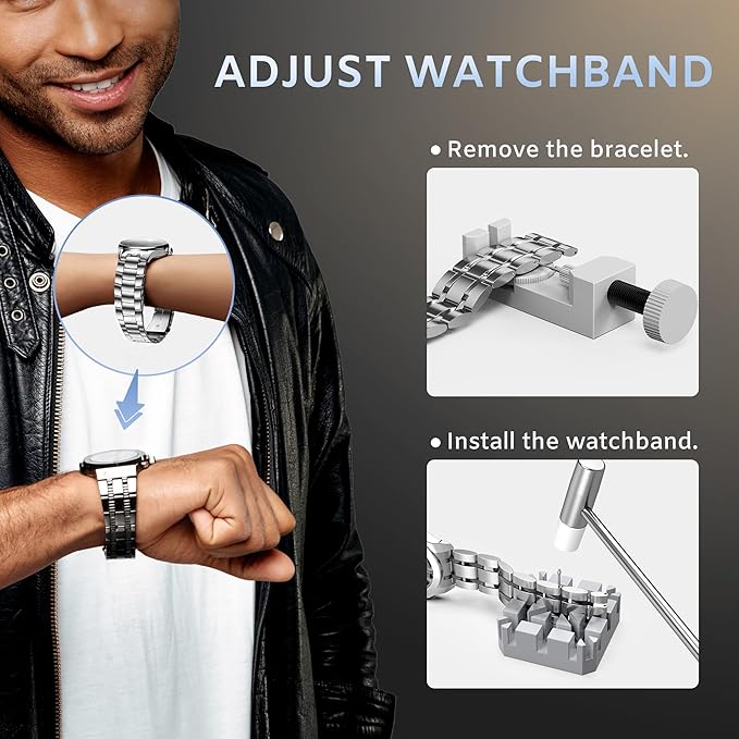 JOREST Watch Repair Tool Kit, Battery Replacement, Strap Adjustment, Bracelet Pin Removal, Band Link Remover, Resizing Tool, Wrench Opening Cover, Case Back Opener, Screwdriver, Spring Bar