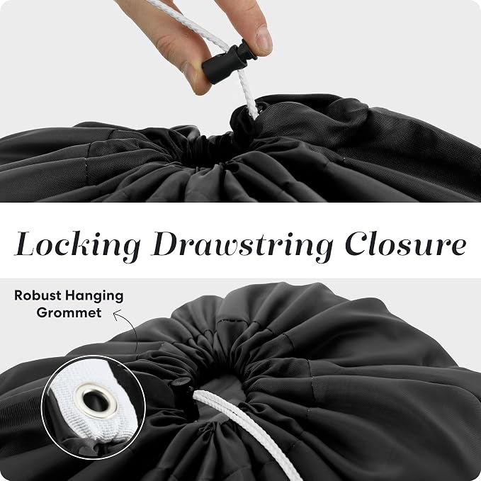 Nylon XL Laundry Bag, Large Capacity with Locking Drawstring, Machine Washable, Fits Laundry Baskets or Hampers, Holds 2 Loads of Clothes (Black, 30" x 40") | 30"x40" XL Nylon Laundry Bag, Locking Drawstring, Machine Washable, Heavy Duty, Travel Dorm H...