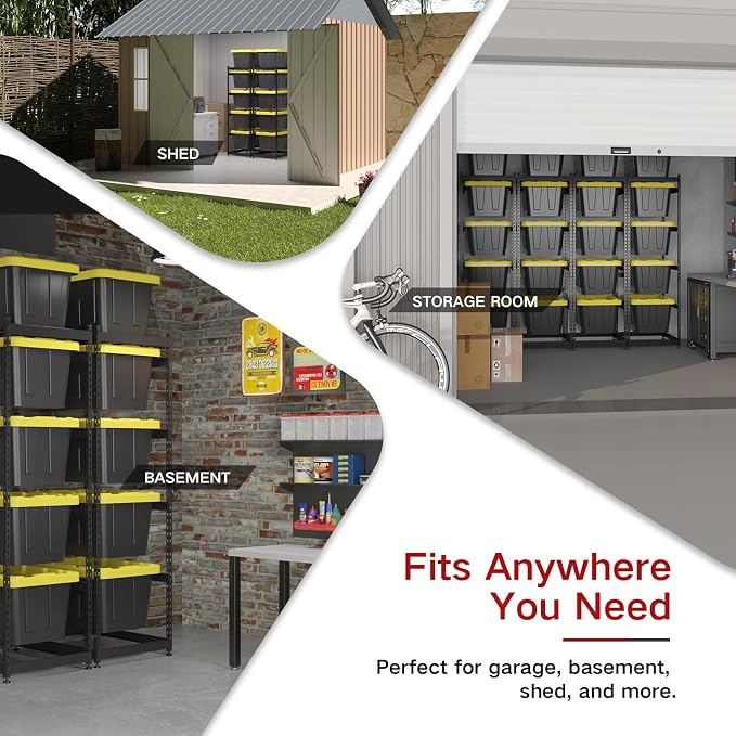 FERO 27 Gallon Tote Storage Rack, Heavy-Duty Storage Bin Rack Organizer, 5-Tier Standing Storage Bin Shelves, 250 lb Capacity, Maximize Space for Garage, Warehouse, Utility