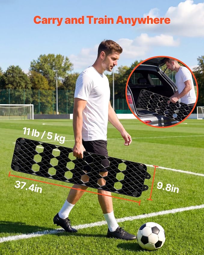 VEVOR Soccer Rebounder Board, Mult-Adjustable Angles Portable Soccer Rebound Wall, Foldable Kickback Board, Soccer Practice Equipment, Ideal for Kids & Adults Passing & Shooting Drills