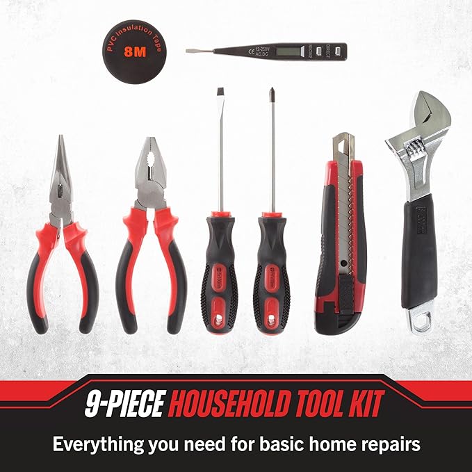 Stalwart Household Hand Tools Kit, 9-Piece