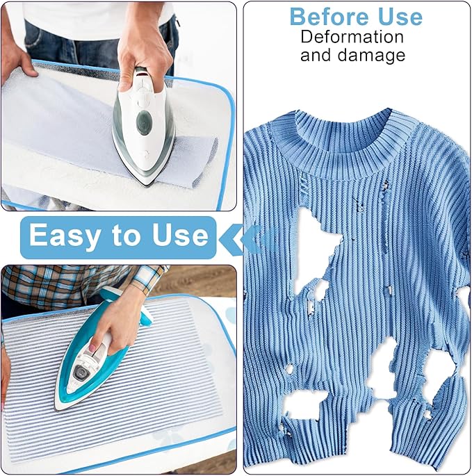 3 Pcs Press Cloth for Ironing, Ironing Cloth, Pressing Clothes Mesh Protective Pads in Blue Purple and Green Colors for Various Fabrics and Garment Care