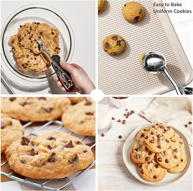 Ice Cream & Cookie Scoop, 3 Tbsp/ 45 ml/ 1.5 oz, Stainless Steel, Trigger Release, Non-slip Grip
