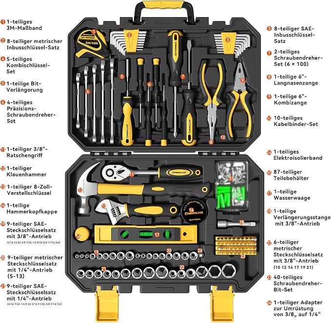 209 Piece Tool Kit for Home Socket Wrench Auto Repair Tool Set,General Household Tool box,Basic Hand Tool Kit,Perfect for Homeowner, Diyer, Handyman