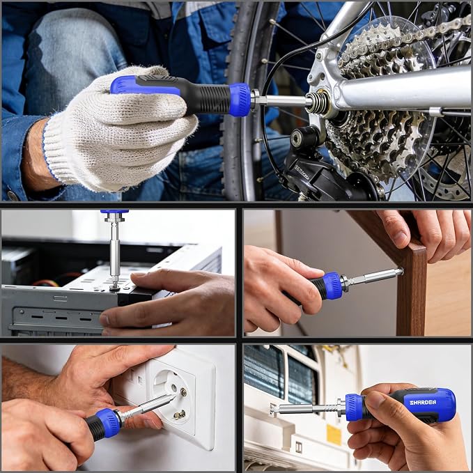 Multi ScrewDriver Set 26 in 1 All in One Adjustable Screw Driver | Telescoping Screw Driver with 12 Double Ended CRV Bits Phillips Slotted Torx Hex Portable Repair Kit for Home Bike Computer