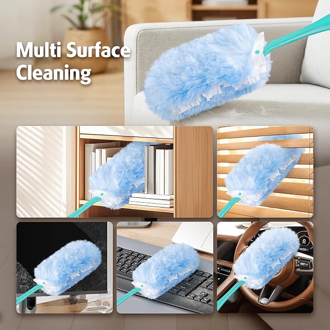 60 Count 360 Dusters Refills Compatible with Swiffer Duster with 2 Upgrade Hands