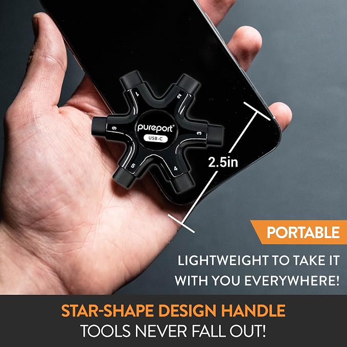 PurePort USB-C Multi-Tool Kit Repair & Clean Phone,Tablet,PC Ports (Black) | Clean Repair & Restore Cell Phone Tablet & Laptop, Fix USB C Ports & Cables, Fix Unreliable & Bad Connections