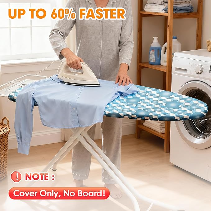Ironing Board Cover and Pad, 21x57 Extra Large Thick Iron Padding, Scorch & Stain Resistant Ironing board cover, Heavy Duty Iron Board Padded with Adjustable Fasteners Elastic Edge, Berry Blue