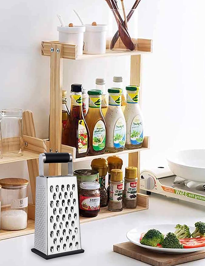 Kaishun Cheese Grater, 4-Sided Box Grater for Cheese, Vegetable & Fruit