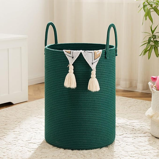Artfeel Laundry Basket,Woven Cotton Rope Laundry Hamper,60L for Decorative Storage of Dirty Clothes,Toys and Blankets in Bathroom,Baby Room and Living Room