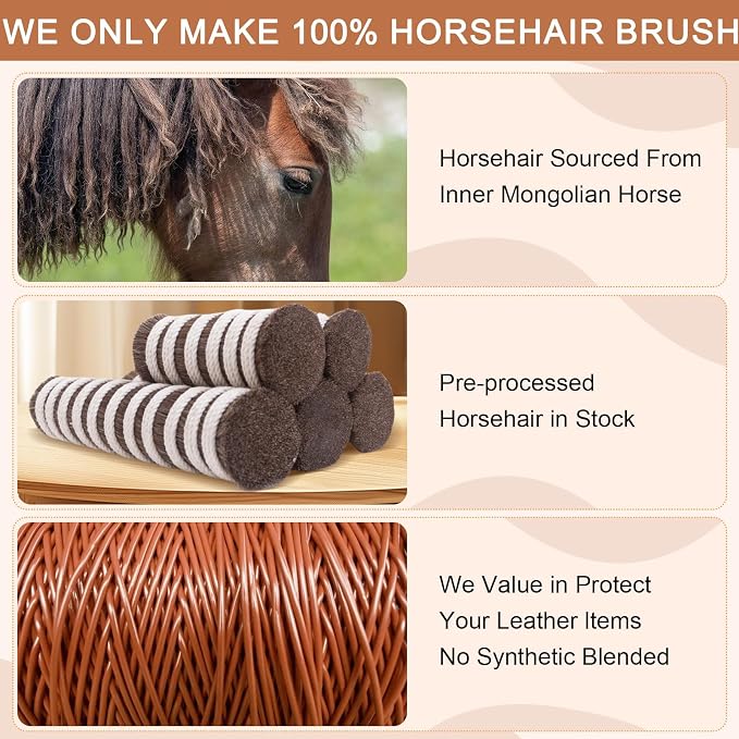 100% Horse Hair Clothes Brush for Wool Coats Cashmere Suits No Shedding Soft Bristle Garment Brush for Lint Removal Premium Beechwood Handle Hat Brush for Cowboy Hats Felt Fedora Cleaning Tailor Grade